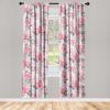 Ambesonne Floral Boho Curtains, Dreamy Autumn Time Flowers Pattern with Romantic Aura Neutral Art, Window Treatments 2 Panel Set for Living Room Bedroom, Pair of – 28″ x 95″, Pale Pink Coral White(Laurel Green and Dark Coral)