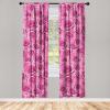 Ambesonne Floral Curtains, Retro Chamomile Like Petals Neutral Flower Silhouettes on Brownish Back, Window Treatments 2 Panel Set for Living Room Bedroom, Pair of – 28″ x 63″, Pale Mustard Paprika(Magenta Soft Pink)