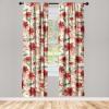 Ambesonne Floral Curtains, Retro Chamomile Like Petals Neutral Flower Silhouettes on Brownish Back, Window Treatments 2 Panel Set for Living Room Bedroom, Pair of – 28″ x 63″, Pale Mustard Paprika(Scarlet Laurel Green)