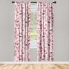 Ambesonne Floral Curtains, Retro Chamomile Like Petals Neutral Flower Silhouettes on Brownish Back, Window Treatments 2 Panel Set for Living Room Bedroom, Pair of – 28″ x 63″, Pale Mustard Paprika(Dark Fuchsia and Pale Ruby)