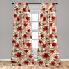 Ambesonne Floral Curtains, Retro Chamomile Like Petals Neutral Flower Silhouettes on Brownish Back, Window Treatments 2 Panel Set for Living Room Bedroom, Pair of – 28″ x 63″, Pale Mustard Paprika(Scarlet Laurel Green)