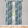 Ambesonne Floral Curtains, Retro Chamomile Like Petals Neutral Flower Silhouettes on Brownish Back, Window Treatments 2 Panel Set for Living Room Bedroom, Pair of – 28″ x 63″, Pale Mustard Paprika(Slate Blue and Dark Peach)