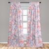 Ambesonne Floral Curtains, Retro Chamomile Like Petals Neutral Flower Silhouettes on Brownish Back, Window Treatments 2 Panel Set for Living Room Bedroom, Pair of – 28″ x 63″, Pale Mustard Paprika(Pastel Pink and Ceil Blue)