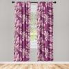 Ambesonne Floral Curtains, Retro Chamomile Like Petals Neutral Flower Silhouettes on Brownish Back, Window Treatments 2 Panel Set for Living Room Bedroom, Pair of – 28″ x 63″, Pale Mustard Paprika(Dark Magenta Burgundy)