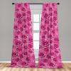 Ambesonne Floral Curtains, Retro Chamomile Like Petals Neutral Flower Silhouettes on Brownish Back, Window Treatments 2 Panel Set for Living Room Bedroom, Pair of – 28″ x 63″, Pale Mustard Paprika(Magenta Soft Pink)