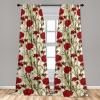 Ambesonne Floral Curtains, Retro Chamomile Like Petals Neutral Flower Silhouettes on Brownish Back, Window Treatments 2 Panel Set for Living Room Bedroom, Pair of – 28″ x 63″, Pale Mustard Paprika(Dark Pink Green Brown)