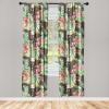 Ambesonne Floral Curtains, Retro Chamomile Like Petals Neutral Flower Silhouettes on Brownish Back, Window Treatments 2 Panel Set for Living Room Bedroom, Pair of – 28″ x 63″, Pale Mustard Paprika(Pastel Green Dark Coral)
