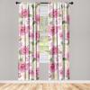Ambesonne Floral Curtains, Retro Chamomile Like Petals Neutral Flower Silhouettes on Brownish Back, Window Treatments 2 Panel Set for Living Room Bedroom, Pair of – 28″ x 63″, Pale Mustard Paprika(Green Pale Pink)