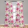 Ambesonne Floral Curtains, Retro Chamomile Like Petals Neutral Flower Silhouettes on Brownish Back, Window Treatments 2 Panel Set for Living Room Bedroom, Pair of – 28″ x 63″, Pale Mustard Paprika(Green Pale Pink)