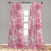 Ambesonne Floral Curtains, Retro Chamomile Like Petals Neutral Flower Silhouettes on Brownish Back, Window Treatments 2 Panel Set for Living Room Bedroom, Pair of – 28″ x 63″, Pale Mustard Paprika(Soft Pink Pale Mauve)