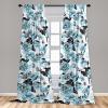 Ambesonne Floral Curtains, Retro Chamomile Like Petals Neutral Flower Silhouettes on Brownish Back, Window Treatments 2 Panel Set for Living Room Bedroom, Pair of – 28″ x 63″, Pale Mustard Paprika(Deep Sky Blue Dark Grey)