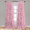 Ambesonne Floral Curtains, Retro Chamomile Like Petals Neutral Flower Silhouettes on Brownish Back, Window Treatments 2 Panel Set for Living Room Bedroom, Pair of – 28″ x 63″, Pale Mustard Paprika(Pale Purple and Pale Pink)