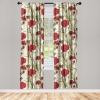 Ambesonne Floral Curtains, Retro Chamomile Like Petals Neutral Flower Silhouettes on Brownish Back, Window Treatments 2 Panel Set for Living Room Bedroom, Pair of – 28″ x 63″, Pale Mustard Paprika(Dark Pink Green Brown)
