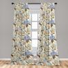 Ambesonne Floral Curtains, Retro Chamomile Like Petals Neutral Flower Silhouettes on Brownish Back, Window Treatments 2 Panel Set for Living Room Bedroom, Pair of – 28″ x 63″, Pale Mustard Paprika(Dark Peach Ceil Blue)