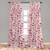 Ambesonne Floral Curtains, Retro Chamomile Like Petals Neutral Flower Silhouettes on Brownish Back, Window Treatments 2 Panel Set for Living Room Bedroom, Pair of – 28″ x 63″, Pale Mustard Paprika(Dark Fuchsia and Pale Ruby)