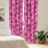 Ambesonne Floral Curtains, Retro Chamomile Like Petals Neutral Flower Silhouettes on Brownish Back, Window Treatments 2 Panel Set for Living Room Bedroom, Pair of – 28″ x 63″, Pale Mustard Paprika(Magenta Soft Pink)