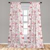 Ambesonne Floral Curtains, Retro Chamomile Like Petals Neutral Flower Silhouettes on Brownish Back, Window Treatments 2 Panel Set for Living Room Bedroom, Pair of – 28″ x 63″, Pale Mustard Paprika(Pale Ruby and Soft Pink)