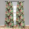 Ambesonne Floral Curtains, Retro Chamomile Like Petals Neutral Flower Silhouettes on Brownish Back, Window Treatments 2 Panel Set for Living Room Bedroom, Pair of – 28″ x 63″, Pale Mustard Paprika(Pastel Green Dark Coral)