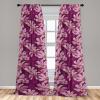 Ambesonne Floral Curtains, Retro Chamomile Like Petals Neutral Flower Silhouettes on Brownish Back, Window Treatments 2 Panel Set for Living Room Bedroom, Pair of – 28″ x 63″, Pale Mustard Paprika(Dark Magenta Burgundy)