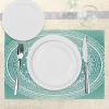 Ambesonne Floral Place Mats Set of 4, Vintage Garden Plants Herbs Flowers Botanical Classic Design Art, Washable Fabric Placemats for Dining Table, Standard Size, Reseda Green Beige(Teal White)