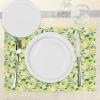 Ambesonne Floral Place Mats Set of 4, Vintage Garden Plants Herbs Flowers Botanical Classic Design Art, Washable Fabric Placemats for Dining Table, Standard Size, Reseda Green Beige(Yellow Fern)