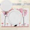 Ambesonne Floral Place Mats Set of 4, Vintage Garden Plants Herbs Flowers Botanical Classic Design Art, Washable Fabric Placemats for Dining Table, Standard Size, Reseda Green Beige(Pink Red)