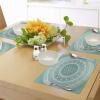 Ambesonne Floral Place Mats Set of 4, Vintage Garden Plants Herbs Flowers Botanical Classic Design Art, Washable Fabric Placemats for Dining Table, Standard Size, Reseda Green Beige(Teal White)