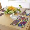 Ambesonne Floral Place Mats Set of 4, Vintage Garden Plants Herbs Flowers Botanical Classic Design Art, Washable Fabric Placemats for Dining Table, Standard Size, Reseda Green Beige(Magenta Blue)