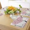 Ambesonne Floral Place Mats Set of 4, Vintage Garden Plants Herbs Flowers Botanical Classic Design Art, Washable Fabric Placemats for Dining Table, Standard Size, Reseda Green Beige(Pink Red)