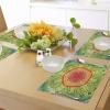 Ambesonne Floral Place Mats Set of 4, Vintage Garden Plants Herbs Flowers Botanical Classic Design Art, Washable Fabric Placemats for Dining Table, Standard Size, Reseda Green Beige(Vermilion Blue)