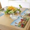 Ambesonne Floral Place Mats Set of 4, Vintage Garden Plants Herbs Flowers Botanical Classic Design Art, Washable Fabric Placemats for Dining Table, Standard Size, Reseda Green Beige(Rust Blue)