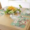 Ambesonne Floral Place Mats Set of 4, Vintage Garden Plants Herbs Flowers Botanical Classic Design Art, Washable Fabric Placemats for Dining Table, Standard Size, Reseda Green Beige(Mint Green)