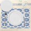 Ambesonne Floral Place Mats Set of 4, Vintage Garden Plants Herbs Flowers Botanical Classic Design Art, Washable Fabric Placemats for Dining Table, Standard Size, Reseda Green Beige(White Blue)