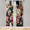 Ambesonne Floral Window Curtains Pack of 2, Minimalist Design Cozy Neutral Farmhouse Plaid with Leaves and Flowers, Lightweight Set & Rod Pocket, 4 Panels of – 28″ x 63″, Sage Green Blue Yellow(Rose Eggshell Multicolor)
