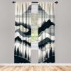 Ambesonne Floral Window Curtains Pack of 2, Minimalist Design Cozy Neutral Farmhouse Plaid with Leaves and Flowers, Lightweight Set & Rod Pocket, 4 Panels of – 28″ x 63″, Sage Green Blue Yellow(Dark Petrol Blue Eggshell)