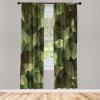 Ambesonne Floral Window Curtains Pack of 2, Minimalist Design Cozy Neutral Farmhouse Plaid with Leaves and Flowers, Lightweight Set & Rod Pocket, 4 Panels of – 28″ x 63″, Sage Green Blue Yellow(Olive Green)