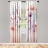 Ambesonne Floral Window Curtains Pack of 2, Minimalist Design Cozy Neutral Farmhouse Plaid with Leaves and Flowers, Lightweight Set & Rod Pocket, 4 Panels of – 28″ x 63″, Sage Green Blue Yellow(Coral Lilac Mint Green)