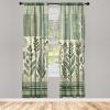 Ambesonne Floral Window Curtains Pack of 2, Minimalist Design Cozy Neutral Farmhouse Plaid with Leaves and Flowers, Lightweight Set & Rod Pocket, 4 Panels of – 28″ x 63″, Sage Green Blue Yellow(Laurel Green Champagne)