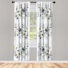 Ambesonne Floral Window Curtains Pack of 2, Minimalist Design Cozy Neutral Farmhouse Plaid with Leaves and Flowers, Lightweight Set & Rod Pocket, 4 Panels of – 28″ x 63″, Sage Green Blue Yellow(Sage Green Blue Yellow)