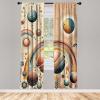 Ambesonne Floral Window Curtains Pack of 2, Minimalist Design Cozy Neutral Farmhouse Plaid with Leaves and Flowers, Lightweight Set & Rod Pocket, 4 Panels of – 28″ x 63″, Sage Green Blue Yellow(Pale Taupe Multicolor)