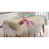 Ambesonne Flower Tablecloth, Cosmos Daisy Cornflower Wildflower Dandelion in Floral Meadow Drawing of Nature, Rectangular Table Cover for Dining Room Kitchen Decor, 60″ X 84″, Pastel Colors(Fuchsia Green)
