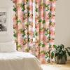 Ambesonne Flowers Curtains, Watercolor Floral Design with Neutral Colors Boho Leaves Autumn Vibes, Window Treatments 2 Panel Set for Living Room Bedroom, Pair of – 28″ x 63″, Deep Sky Blue Sand Brown(Jade Green Pink)