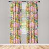 Ambesonne Flowers Curtains, Watercolor Floral Design with Neutral Colors Boho Leaves Autumn Vibes, Window Treatments 2 Panel Set for Living Room Bedroom, Pair of – 28″ x 63″, Deep Sky Blue Sand Brown(Pastel Pink and Vermilion)