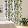 Ambesonne Flowers Curtains, Watercolor Floral Design with Neutral Colors Boho Leaves Autumn Vibes, Window Treatments 2 Panel Set for Living Room Bedroom, Pair of – 28″ x 63″, Deep Sky Blue Sand Brown(Mustard Dark and Indigo White)