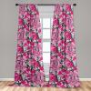 Ambesonne Flowers Curtains, Watercolor Floral Design with Neutral Colors Boho Leaves Autumn Vibes, Window Treatments 2 Panel Set for Living Room Bedroom, Pair of – 28″ x 63″, Deep Sky Blue Sand Brown(Pastel Pink Hot Pink)