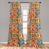 Ambesonne Flowers Curtains, Watercolor Floral Design with Neutral Colors Boho Leaves Autumn Vibes, Window Treatments 2 Panel Set for Living Room Bedroom, Pair of – 28″ x 63″, Deep Sky Blue Sand Brown(Peacock Green)