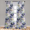 Ambesonne Flowers Curtains, Watercolor Floral Design with Neutral Colors Boho Leaves Autumn Vibes, Window Treatments 2 Panel Set for Living Room Bedroom, Pair of – 28″ x 63″, Deep Sky Blue Sand Brown(Dark Indigo Dried Rose)