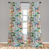 Ambesonne Flowers Curtains, Watercolor Floral Design with Neutral Colors Boho Leaves Autumn Vibes, Window Treatments 2 Panel Set for Living Room Bedroom, Pair of – 28″ x 63″, Deep Sky Blue Sand Brown(Fern Green Vermilion)