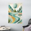 Ambesonne Lake Tapestry, Mountains Calm Nature Scenery Botanical Neutral Ornaments Illustration, Wall Hanging for Bedroom Living Room Dorm Decor, 60″ X 80″, Pale Teal Tan and Brown(Amber and Seafoam)