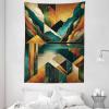 Ambesonne Lake Tapestry, Mountains Calm Nature Scenery Botanical Neutral Ornaments Illustration, Wall Hanging for Bedroom Living Room Dorm Decor, 60″ X 80″, Pale Teal Tan and Brown(Ginger Dark Teal)